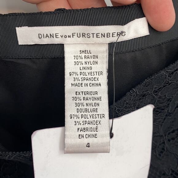 Diane Von Furstenberg Women's Black Lace Overlay Mini Skirt Size 4 - Picture 7 of 14